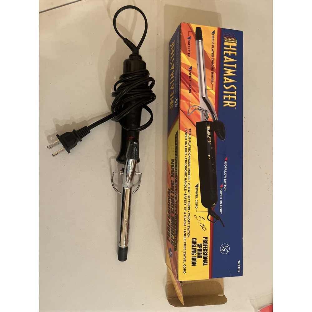 Vtg Heat Master Professional Spring Curling Iron 1/2" Two Settings 350*F Tested